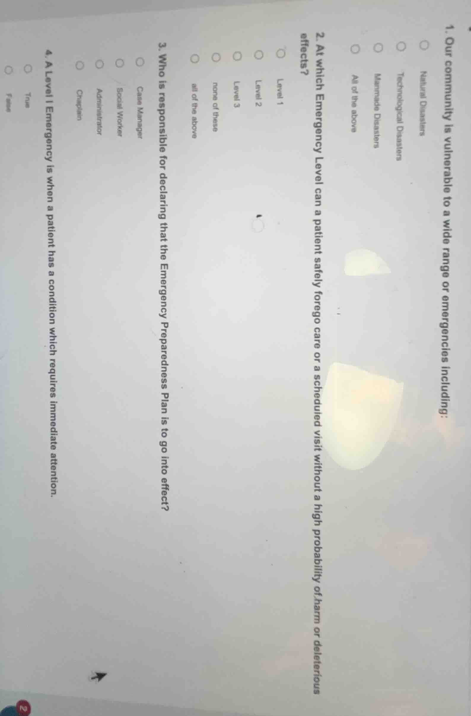 1. our community is vulnerable to a wide range or emergencies including…