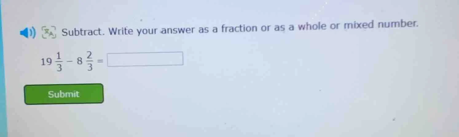 subtract. write your answer as a fraction or as a whole or mixed number…