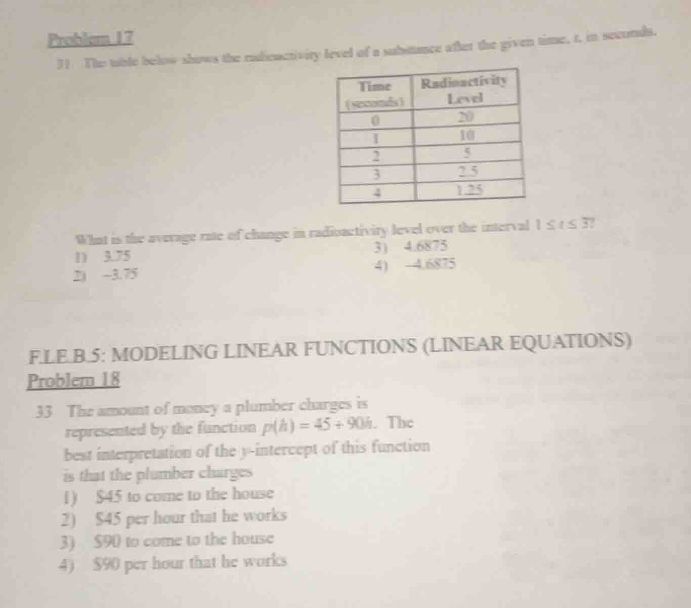 problem 17 31 the table below shows the radioactivity level of a substa…