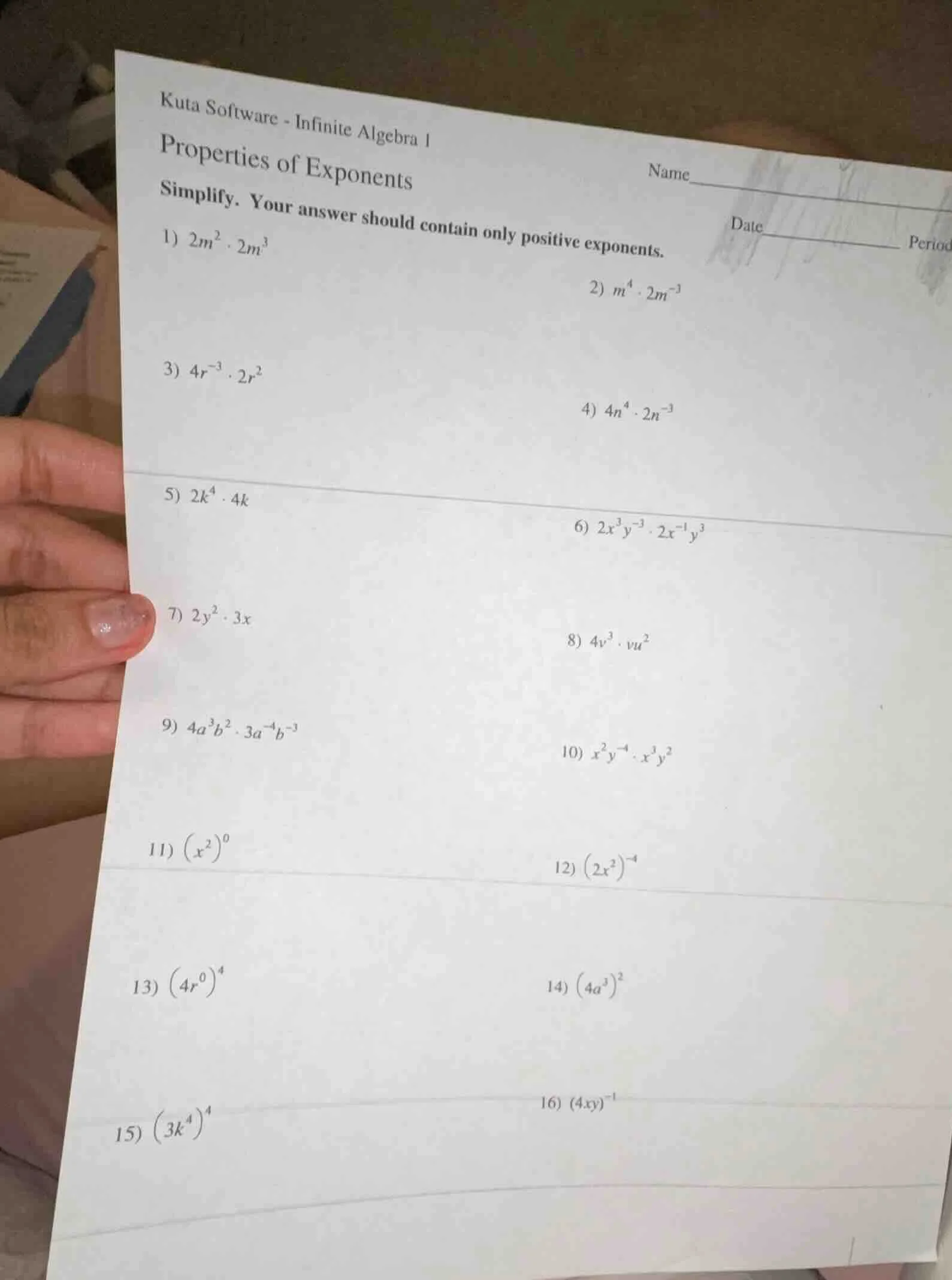 kuta software - infinite algebra 1 properties of exponents simplify. yo…