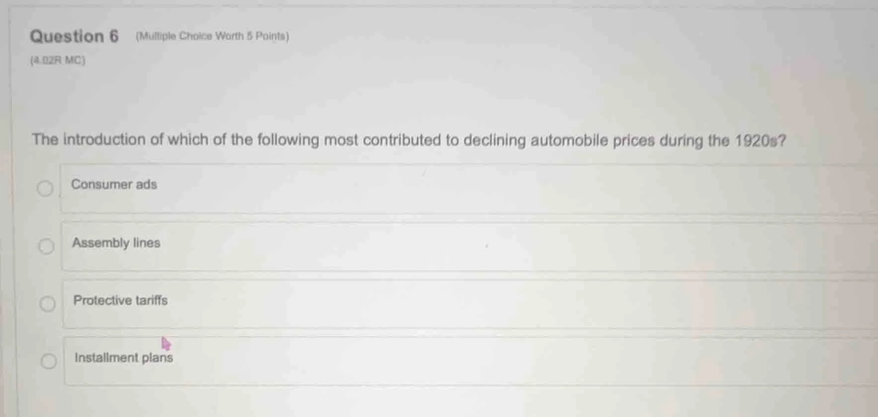 question 6 (multiple choice worth 5 points) (4.02r mc) the introduction…