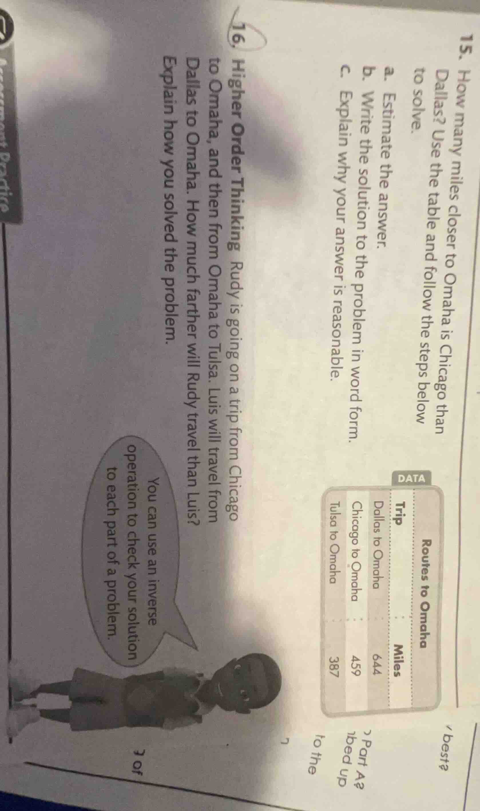 16. higher order thinking rudy is going on a trip from chicago to omaha…