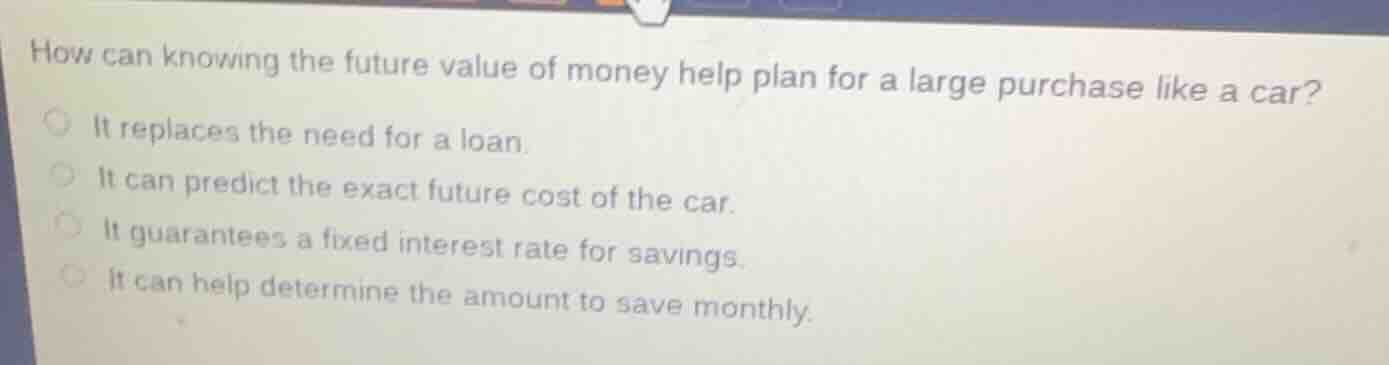 how can knowing the future value of money help plan for a large purchas…