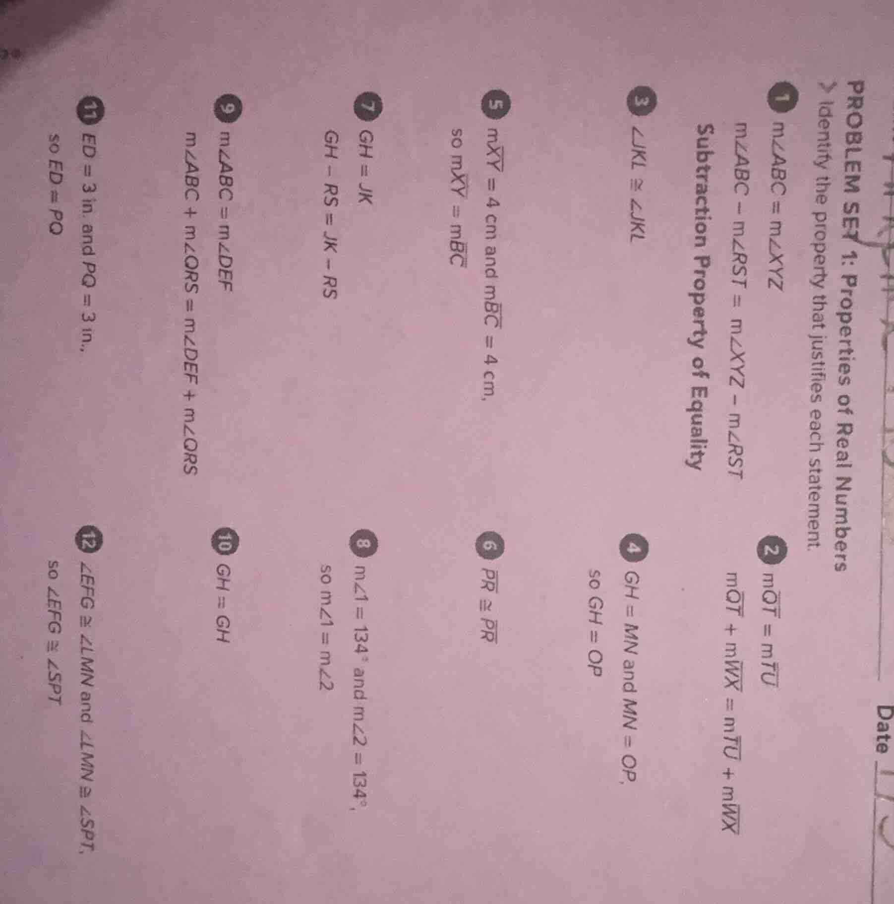 problem set 1: properties of real numbers identify the property that ju…