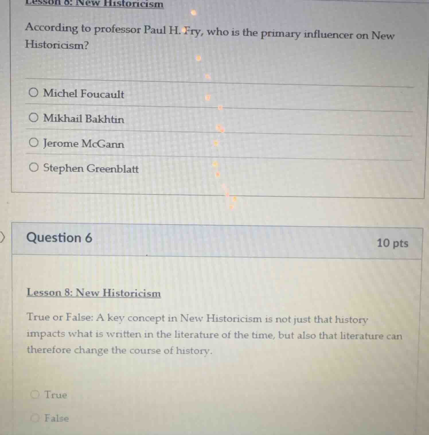 lesson 8: new historicism according to professor paul h. fry, who is th…
