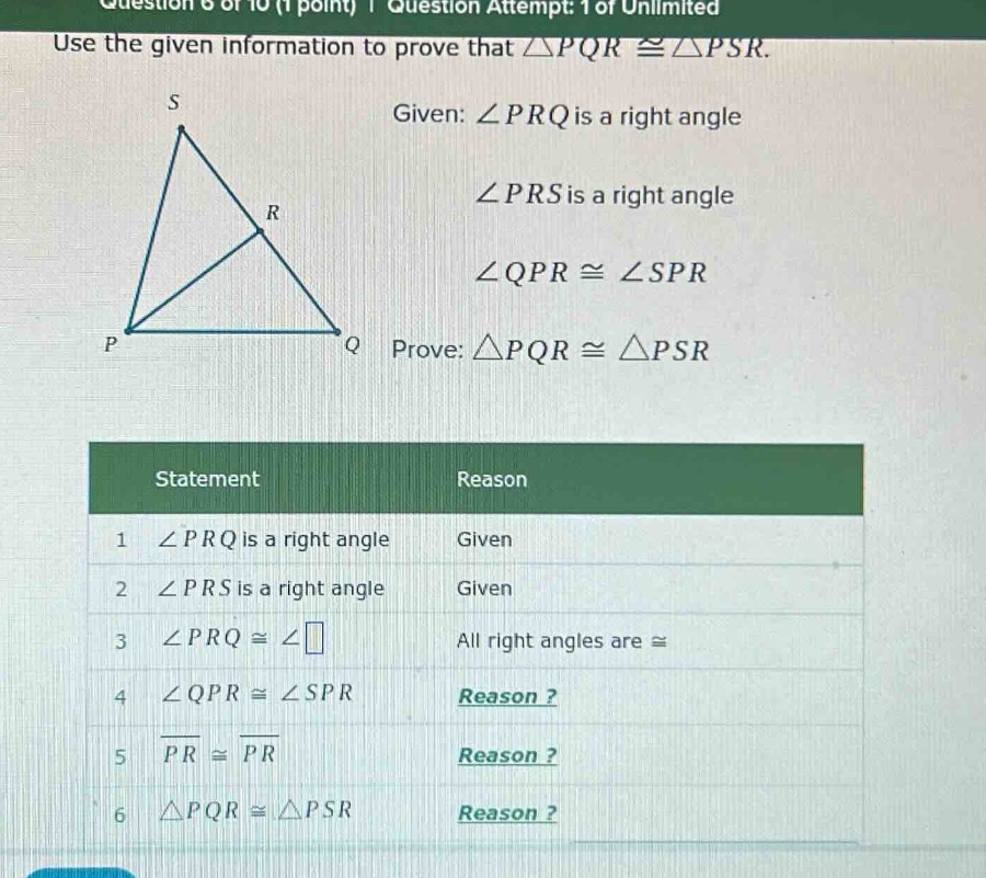 question 6 of 10 (1 point) | question attempt: 1 of unlimited use the g…