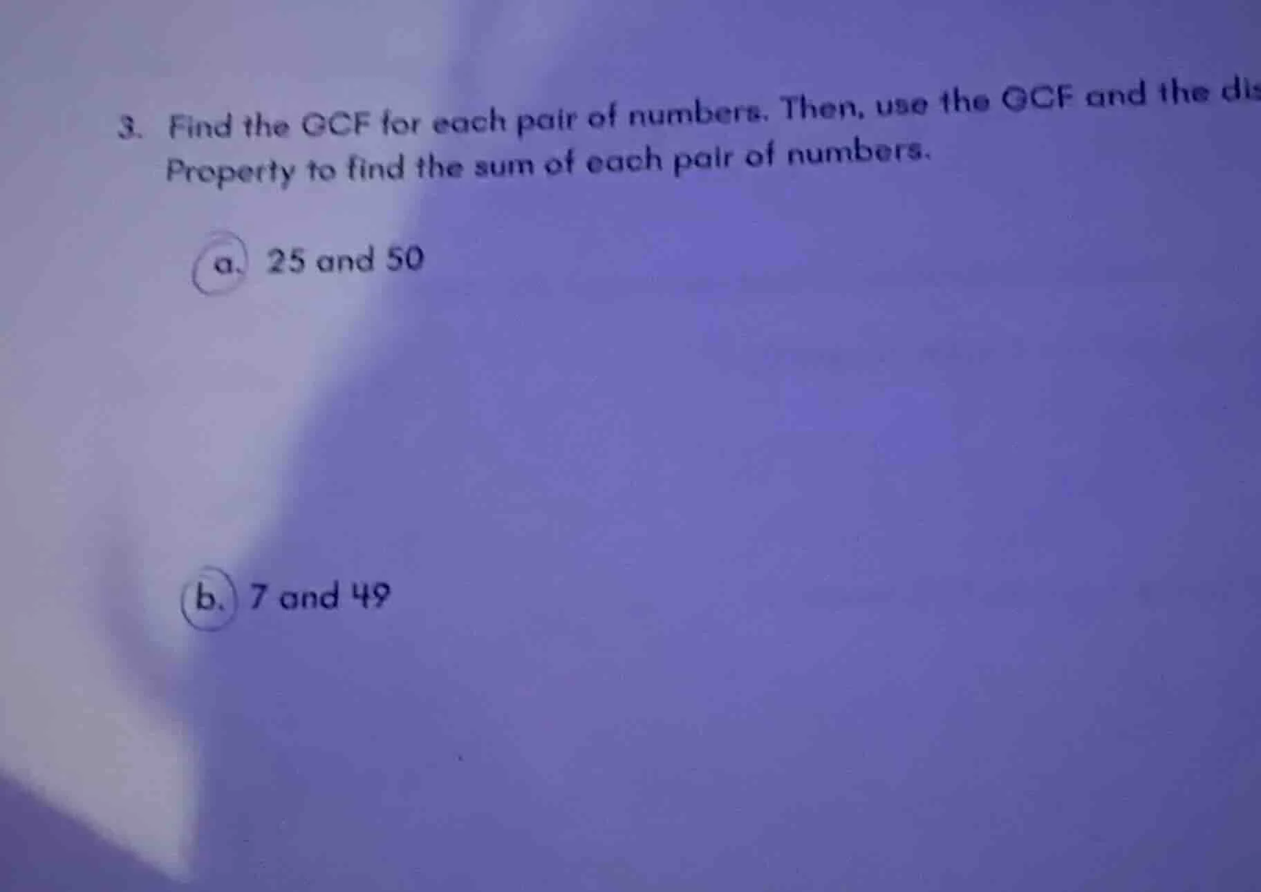 3. find the gcf for each pair of numbers. then, use the gcf and the dis…