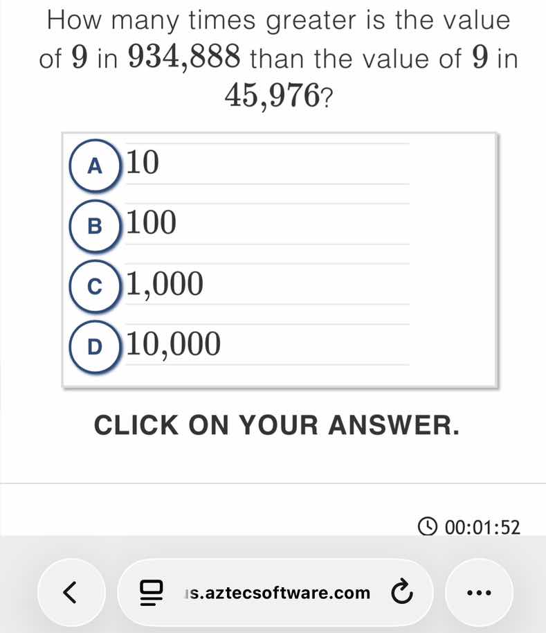 how many times greater is the value of 9 in 934,888 than the value of 9…