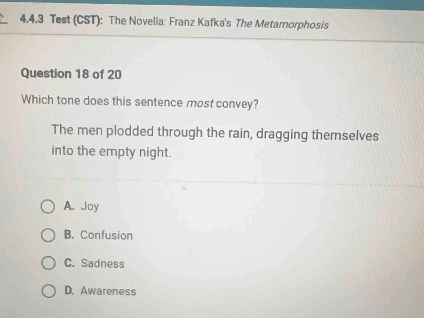 4.4.3 test (cst): the novella: franz kafkas the metamorphosis question …