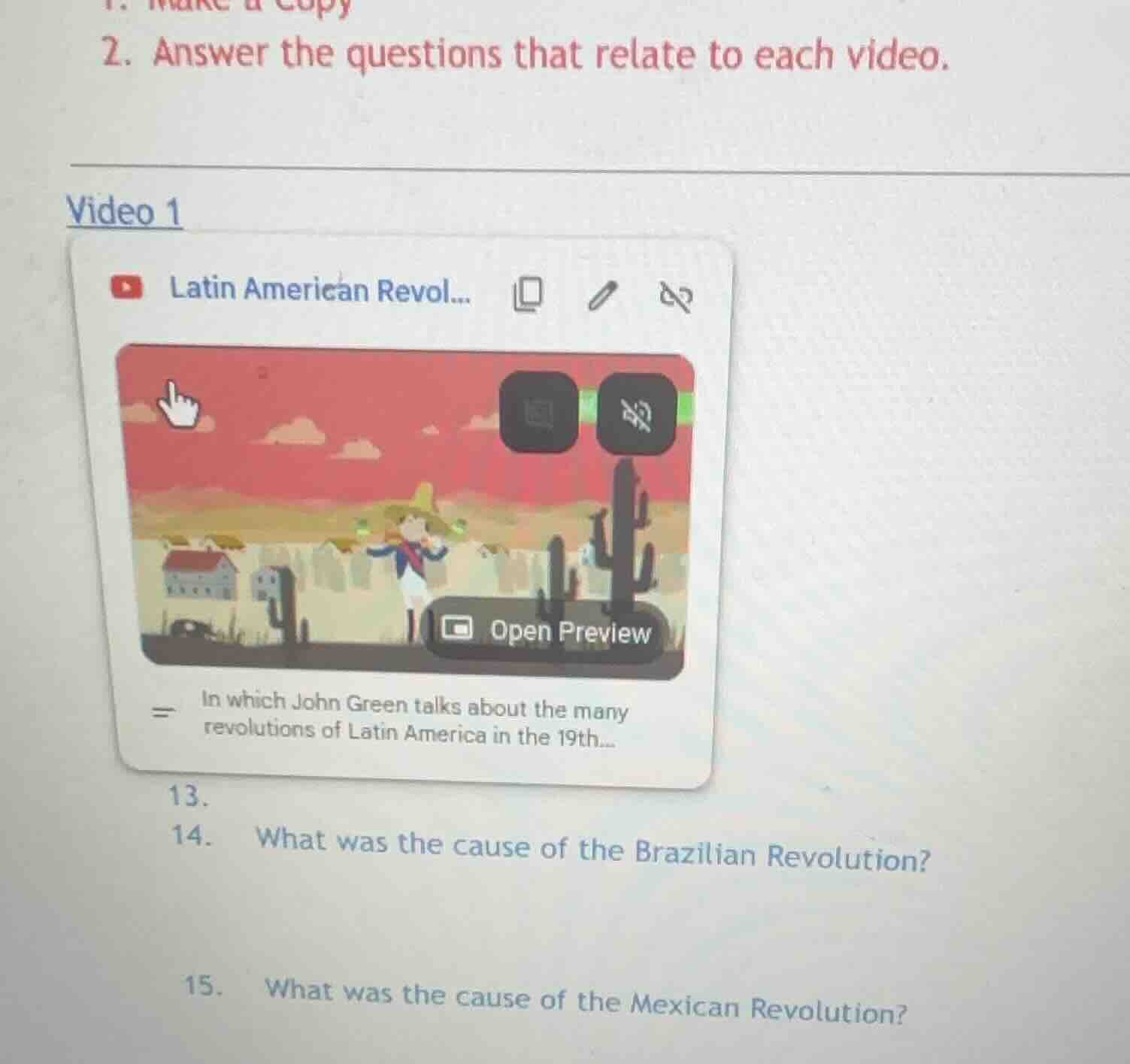 2. answer the questions that relate to each video. video 1 latin americ…
