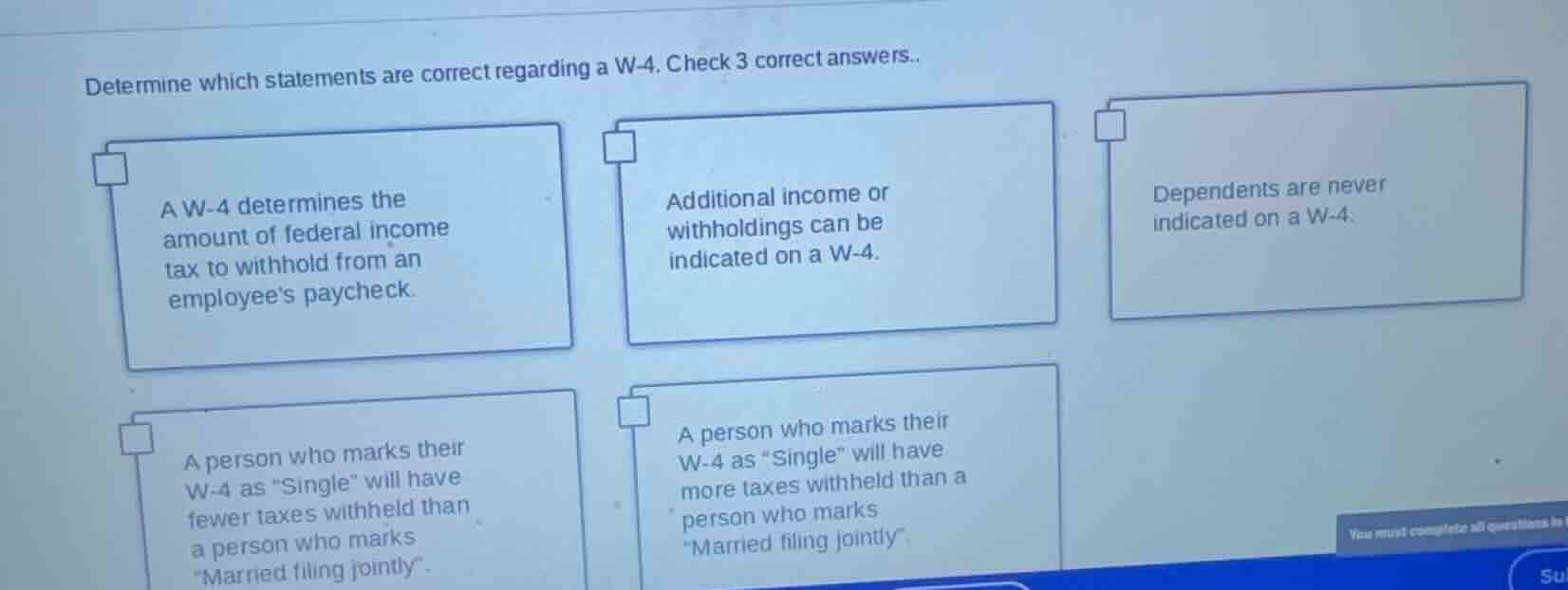 determine which statements are correct regarding a w-4. check 3 correct…