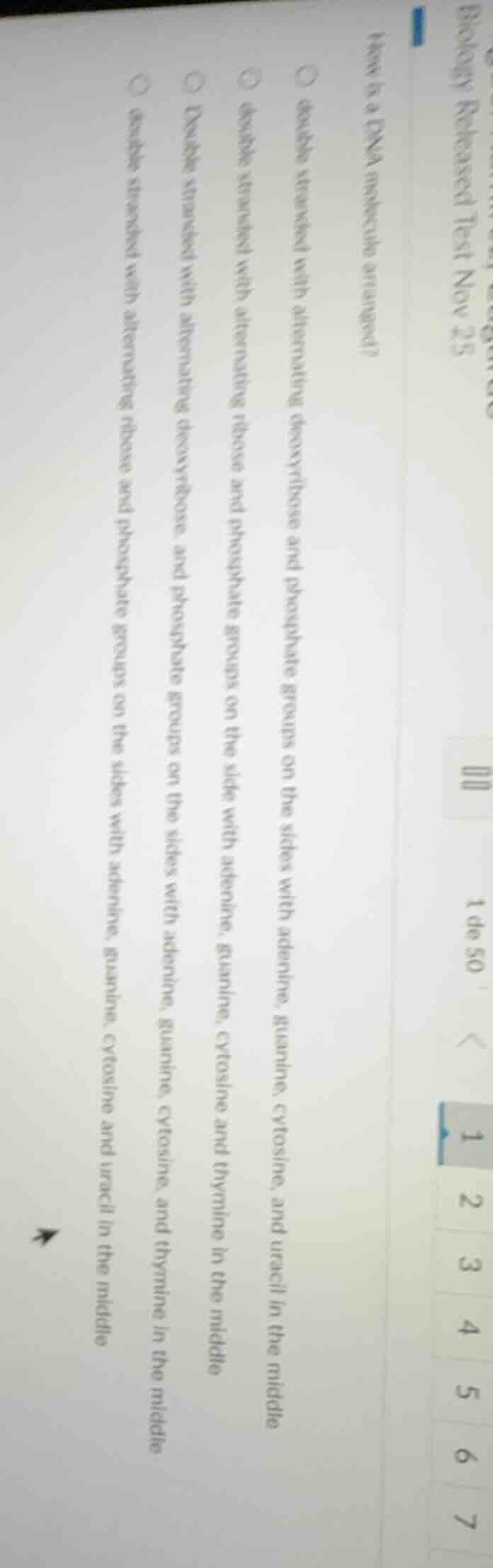 how is a dna molecule arranged? - double - stranded with alternating de…