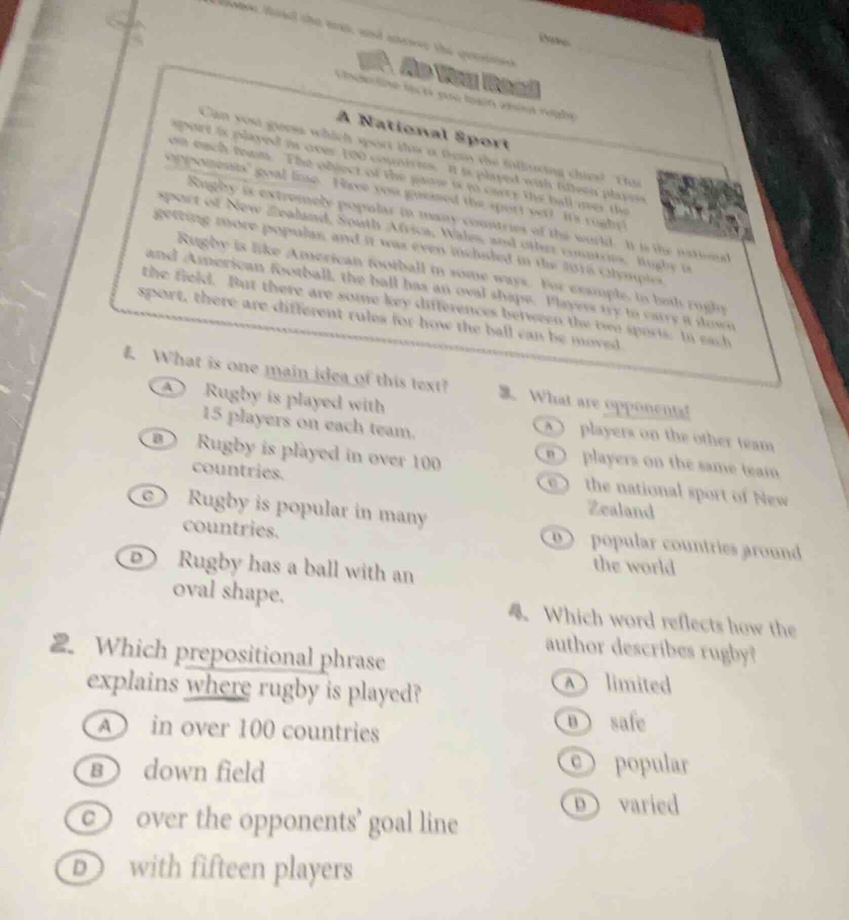 a national sport can you guess which sport this is from the following c…