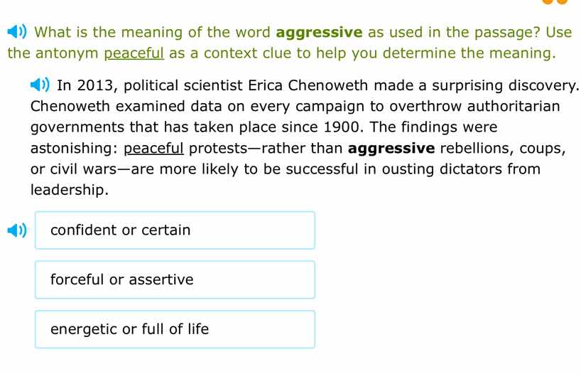 what is the meaning of the word aggressive as used in the passage? use …