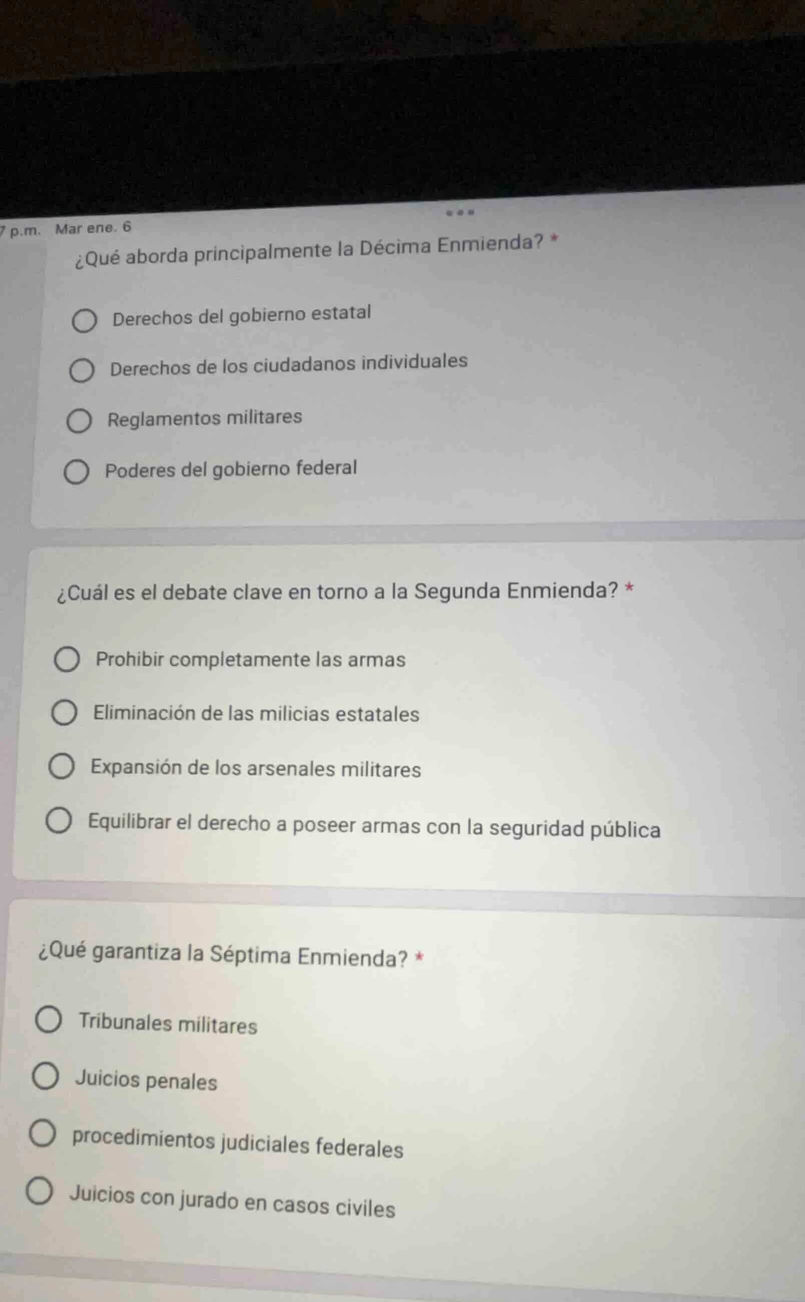¿qué aborda principalmente la décima enmienda? * derechos del gobierno …