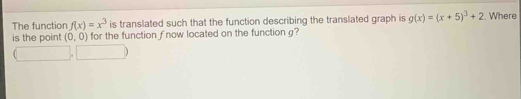 the function $f(x) = x^3$ is translated such that the function describi…