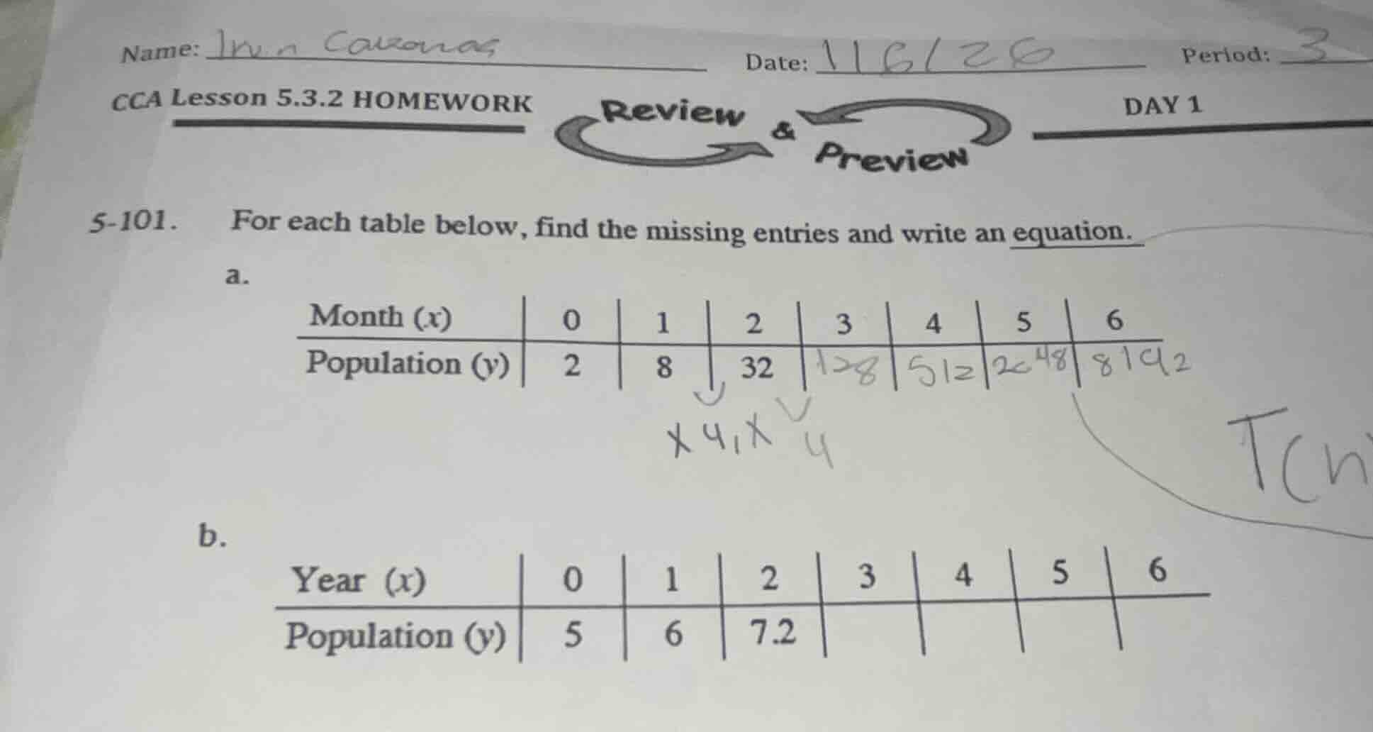 name: date: period: 3 cca lesson 5.3.2 homework review & preview day 1 …