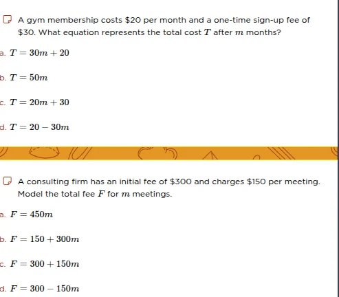 a gym membership costs $20 per month and a one - time sign - up fee of …