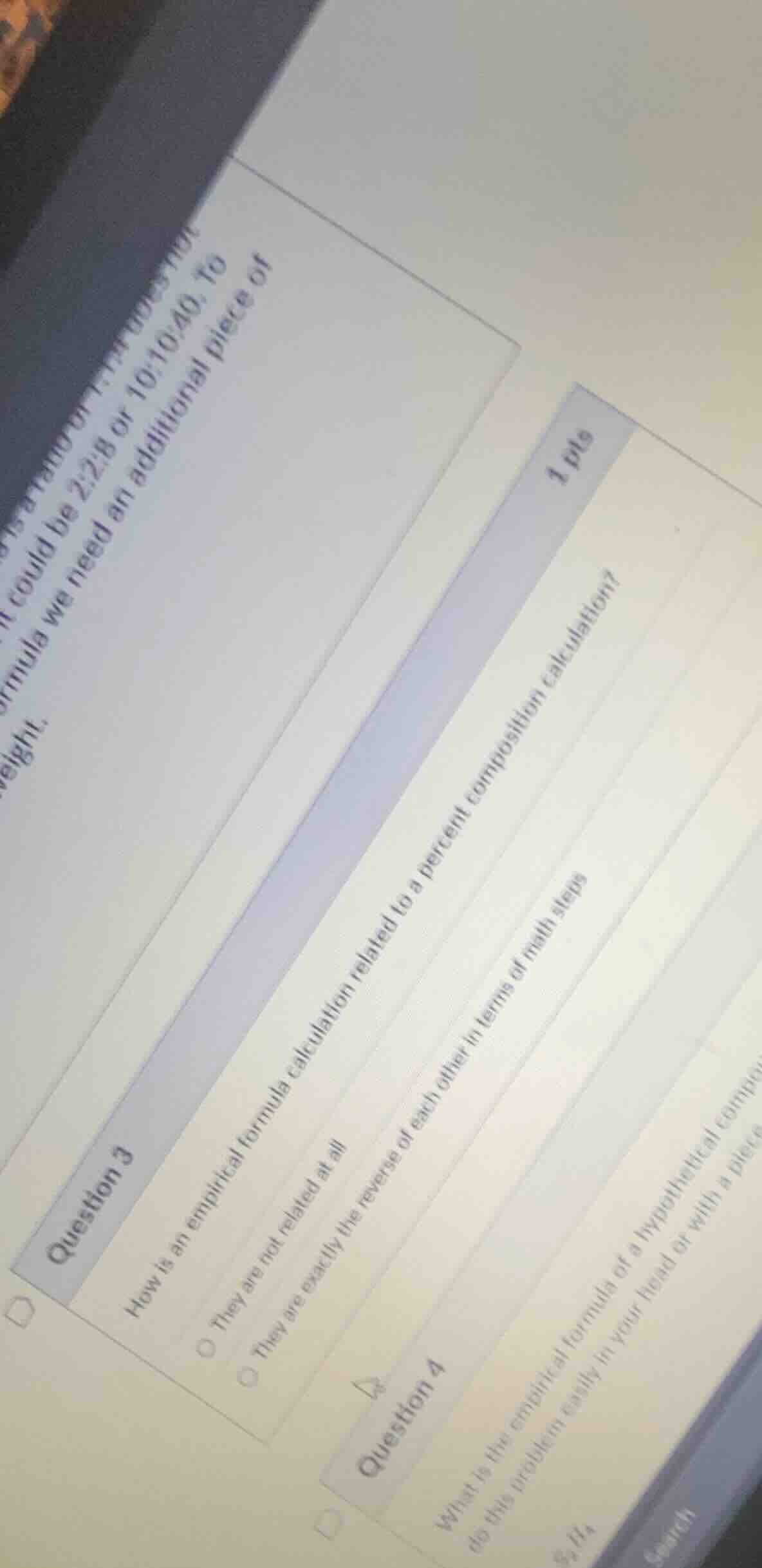 question 3 1 pts how is an empirical formula calculation related to a p…
