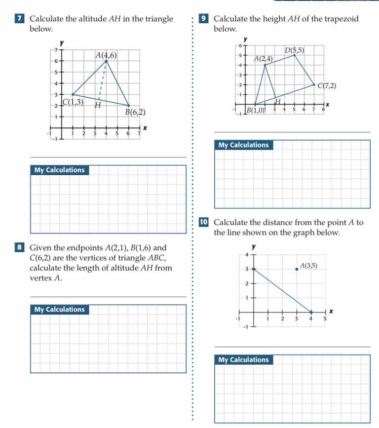 7 calculate the altitude ah in the triangle below. graph of triangle wi…