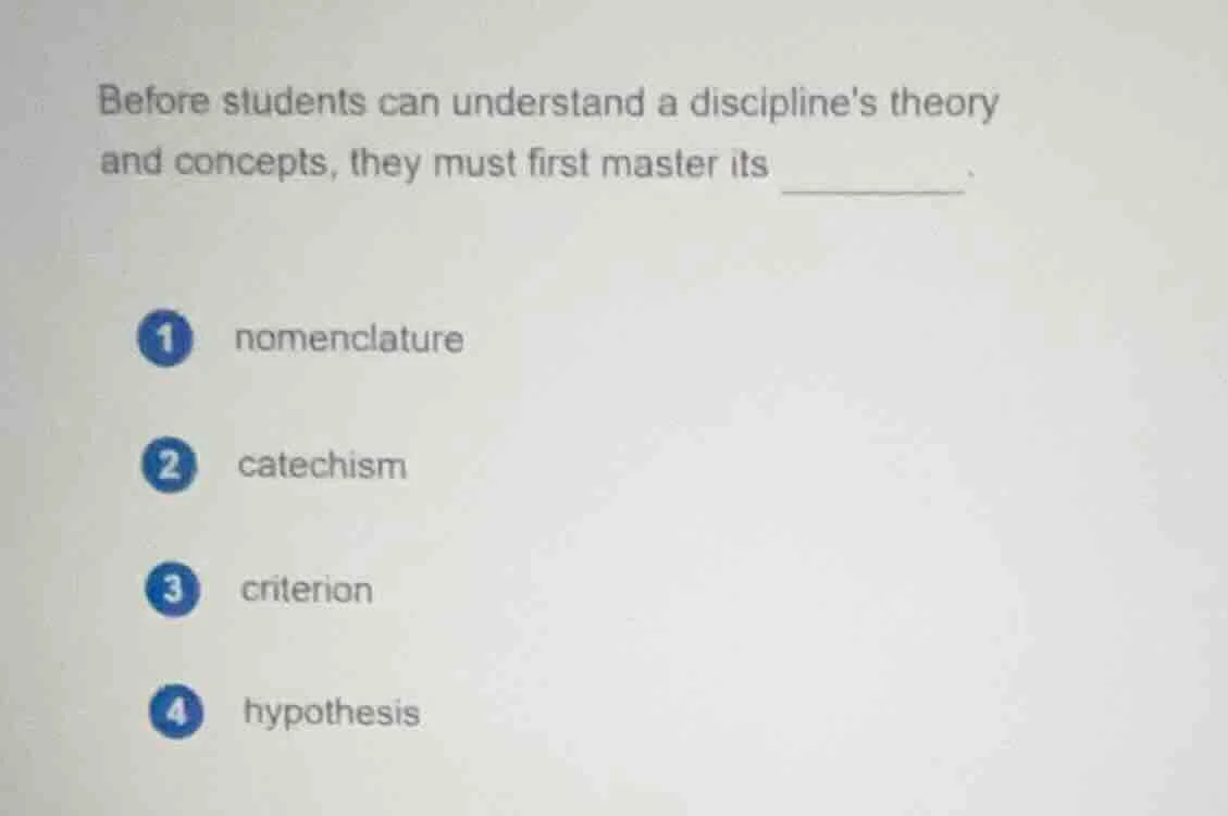 before students can understand a disciplines theory and concepts, they …
