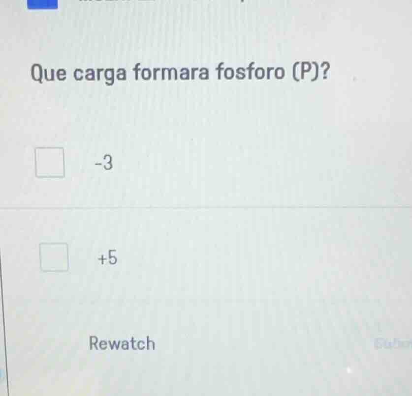 que carga formara fosforo (p)? -3 +5 rewatch