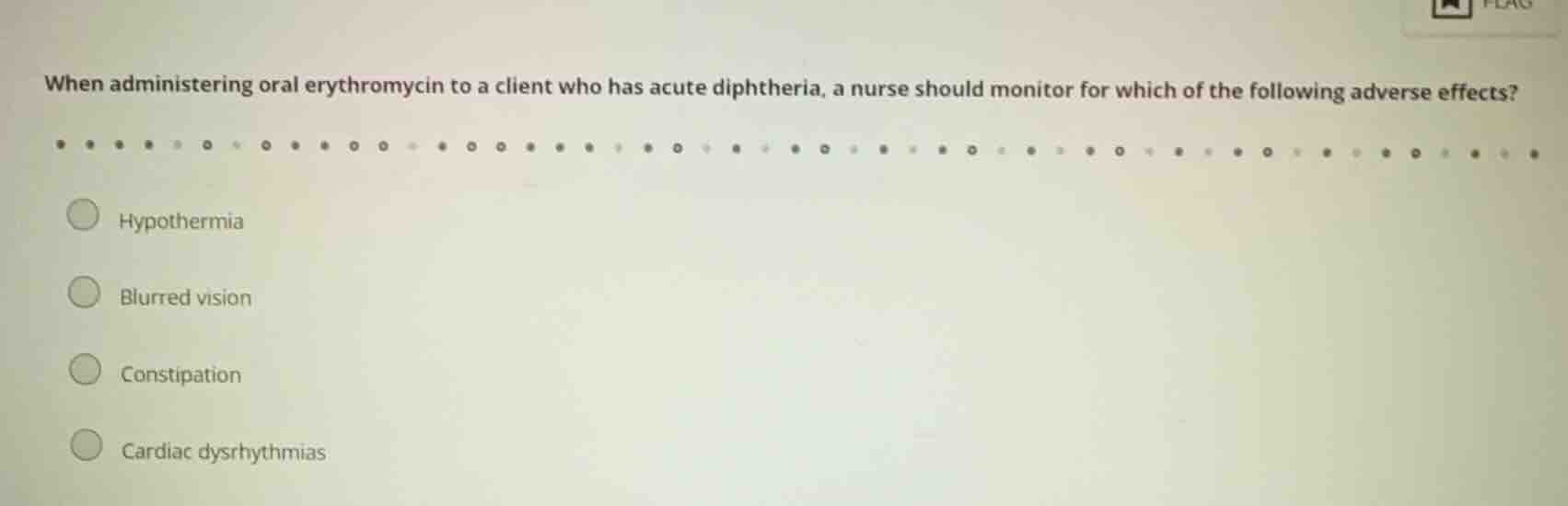 when administering oral erythromycin to a client who has acute diphther…