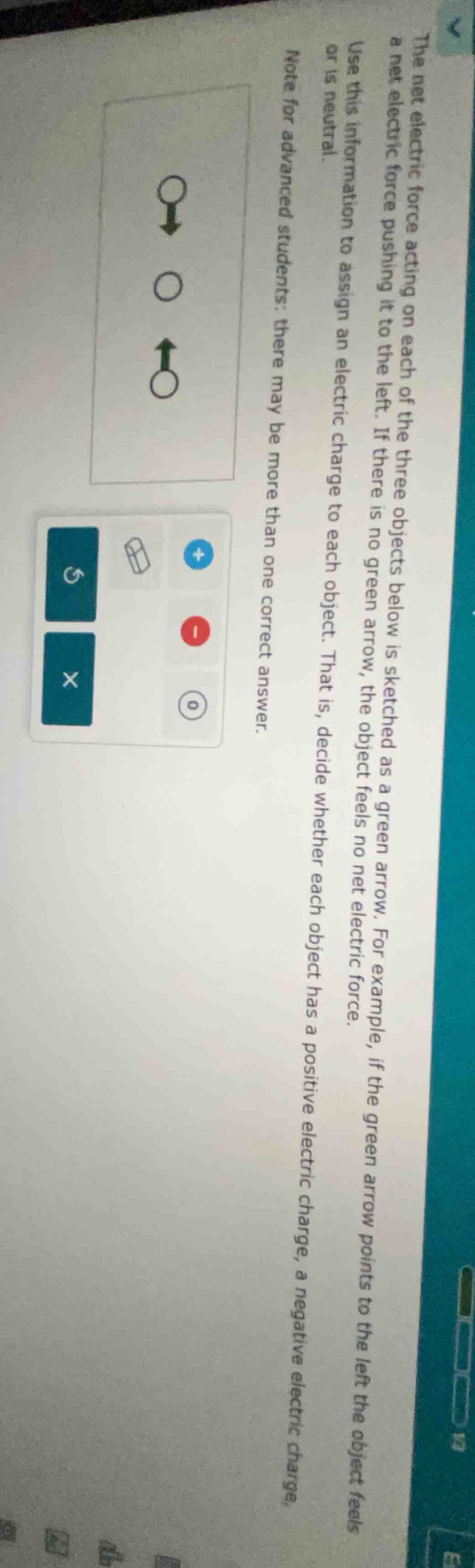 the net electric force acting on each of the three objects below is ske…