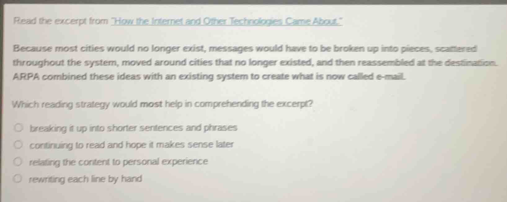 read the excerpt from \how the internet and other technologies came abo…