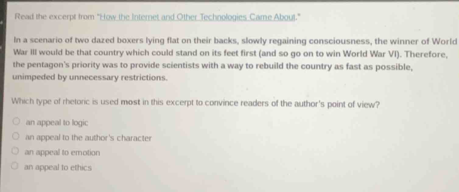 read the excerpt from \how the internet and other technologies came abo…