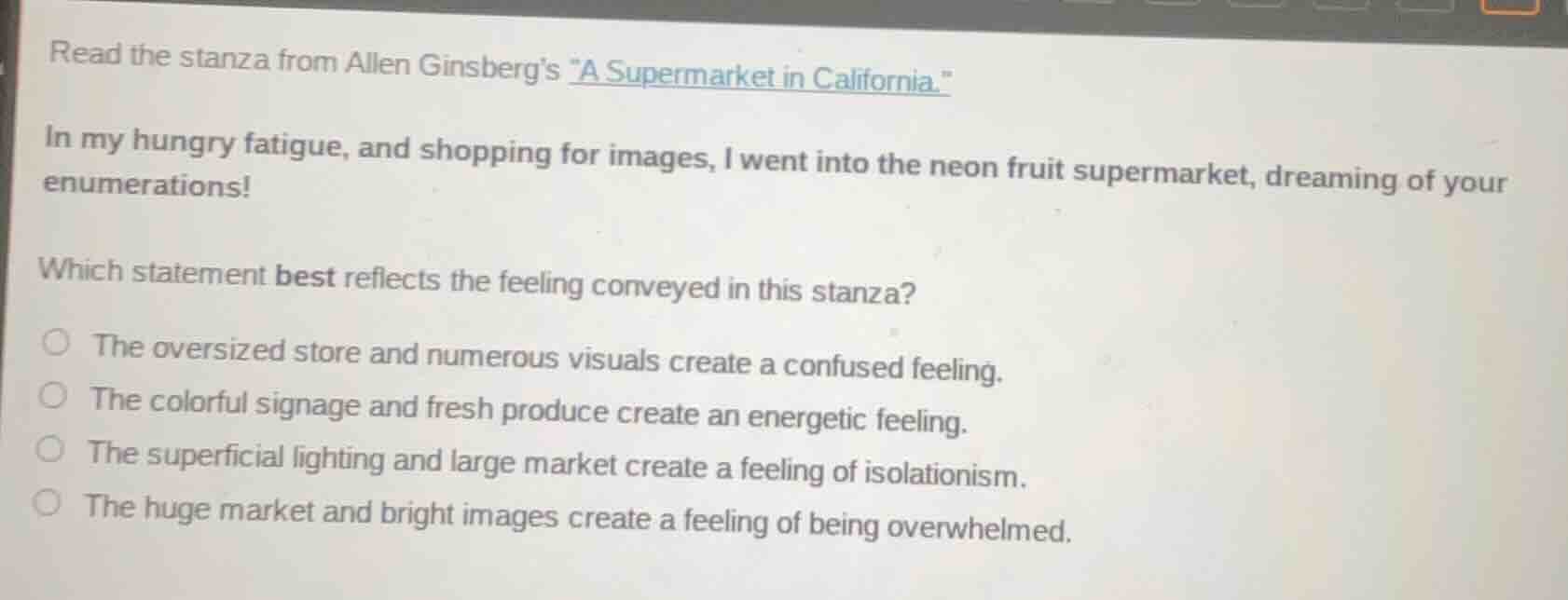 read the stanza from allen ginsberg’s \a supermarket in california.\ in…