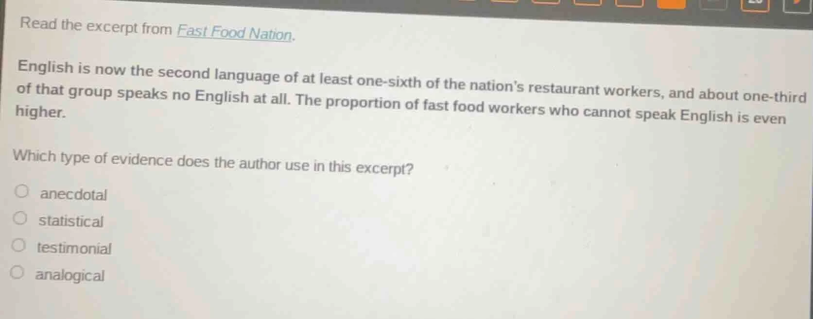 read the excerpt from fast food nation. english is now the second langu…