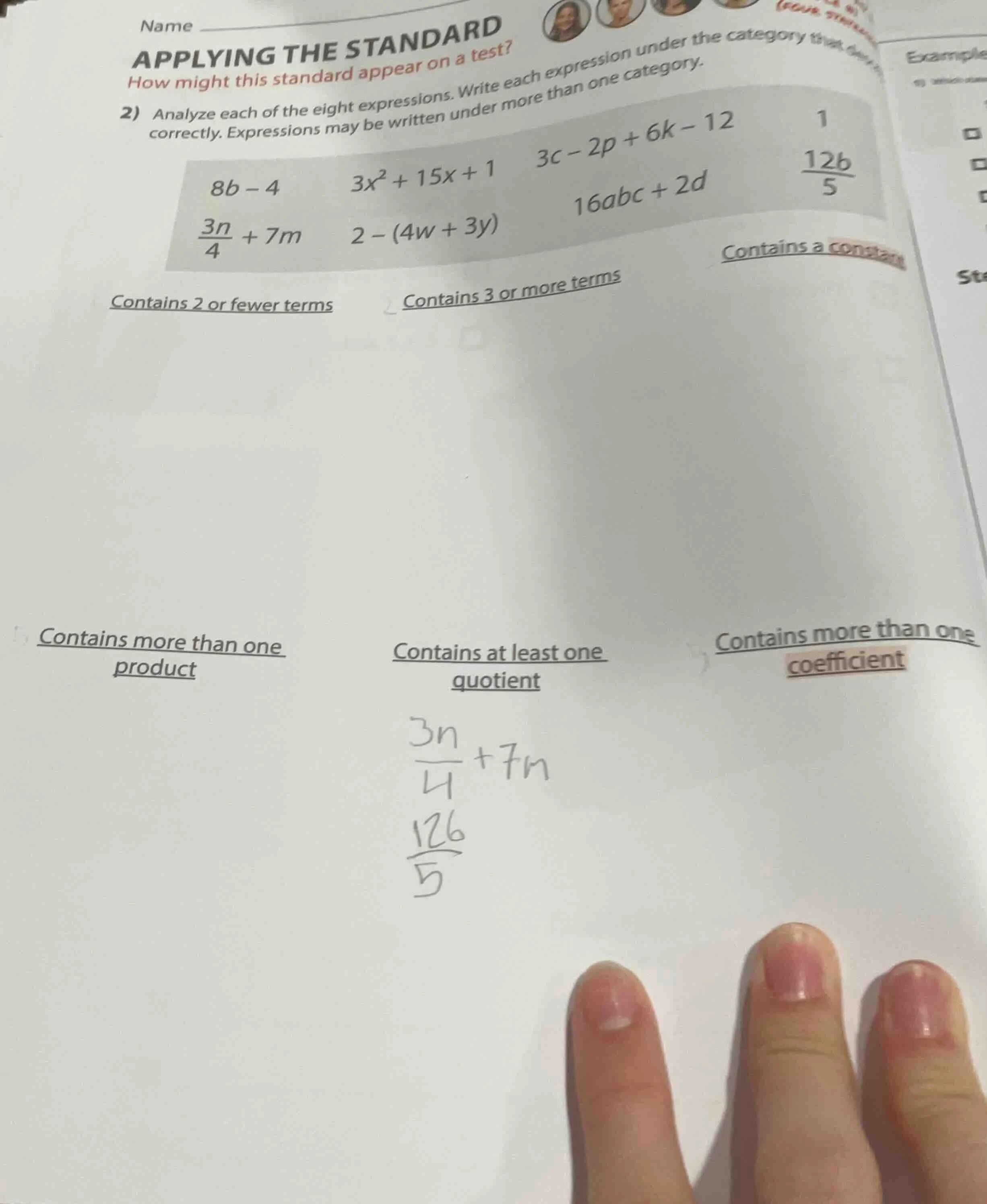 name applying the standard how might this standard appear on a test? 2)…