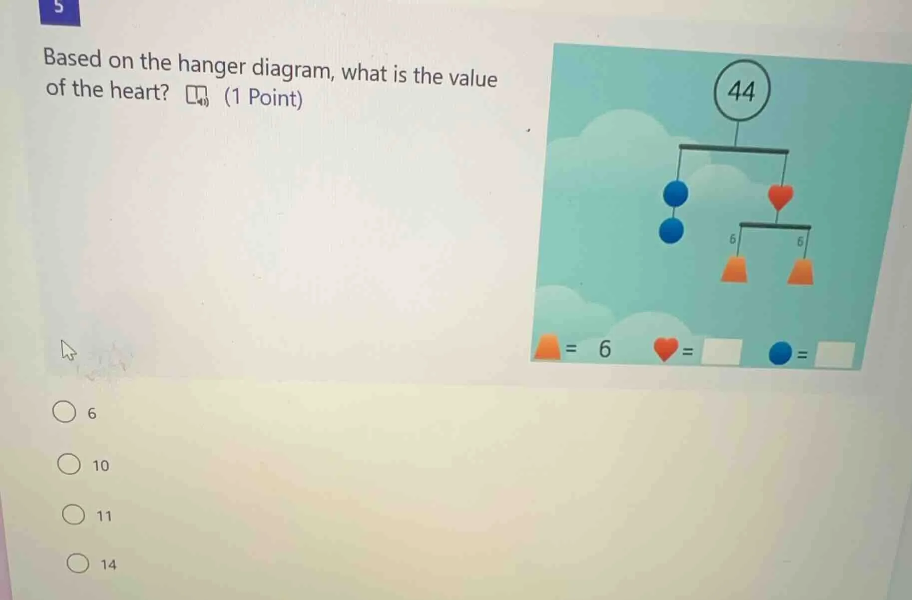 5 based on the hanger diagram, what is the value of the heart? (1 point…