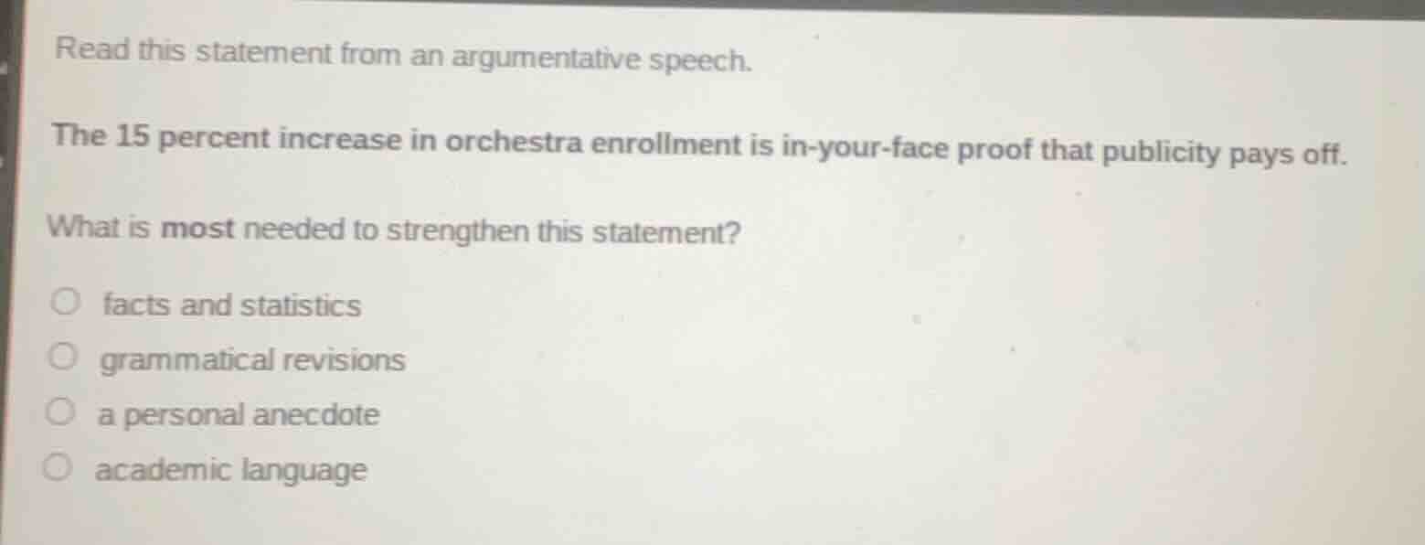 read this statement from an argumentative speech. the 15 percent increa…