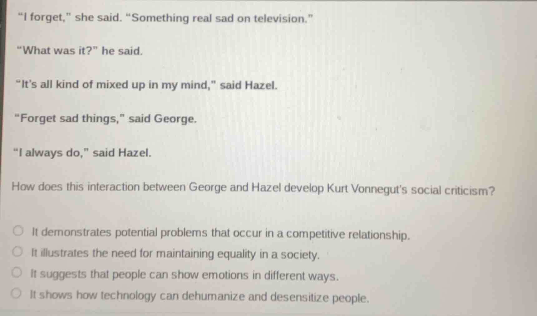 “i forget,” she said. “something real sad on television.” “what was it?…