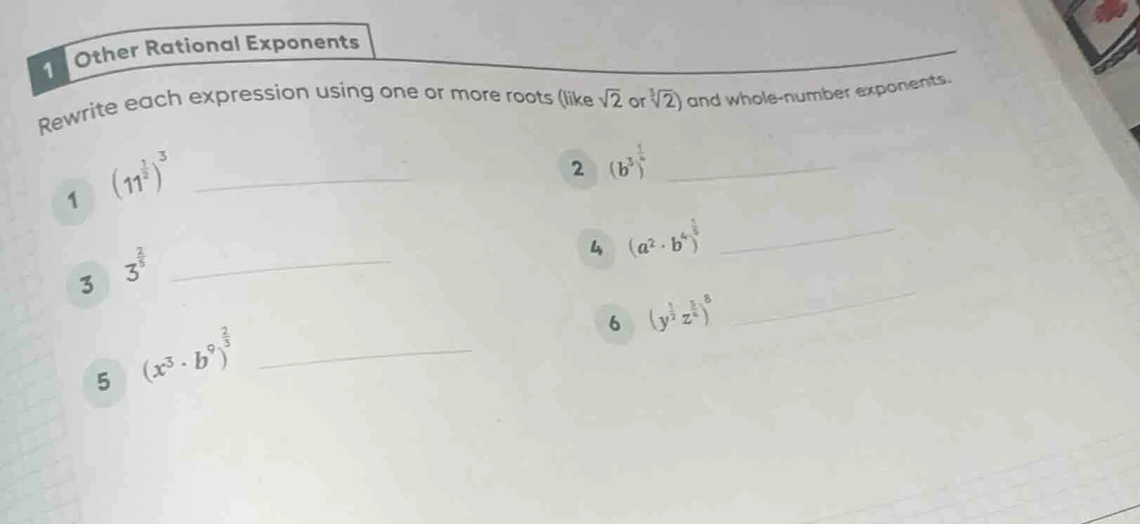 1 other rational exponents rewrite each expression using one or more ro…