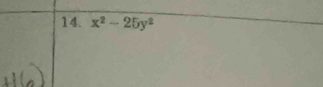 14. $x^2 - 25y^2$
