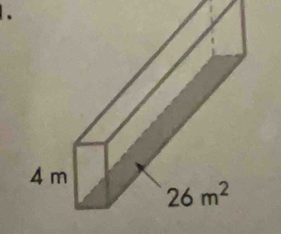 1. 4 m, 26 m² (with a rectangular prism image)