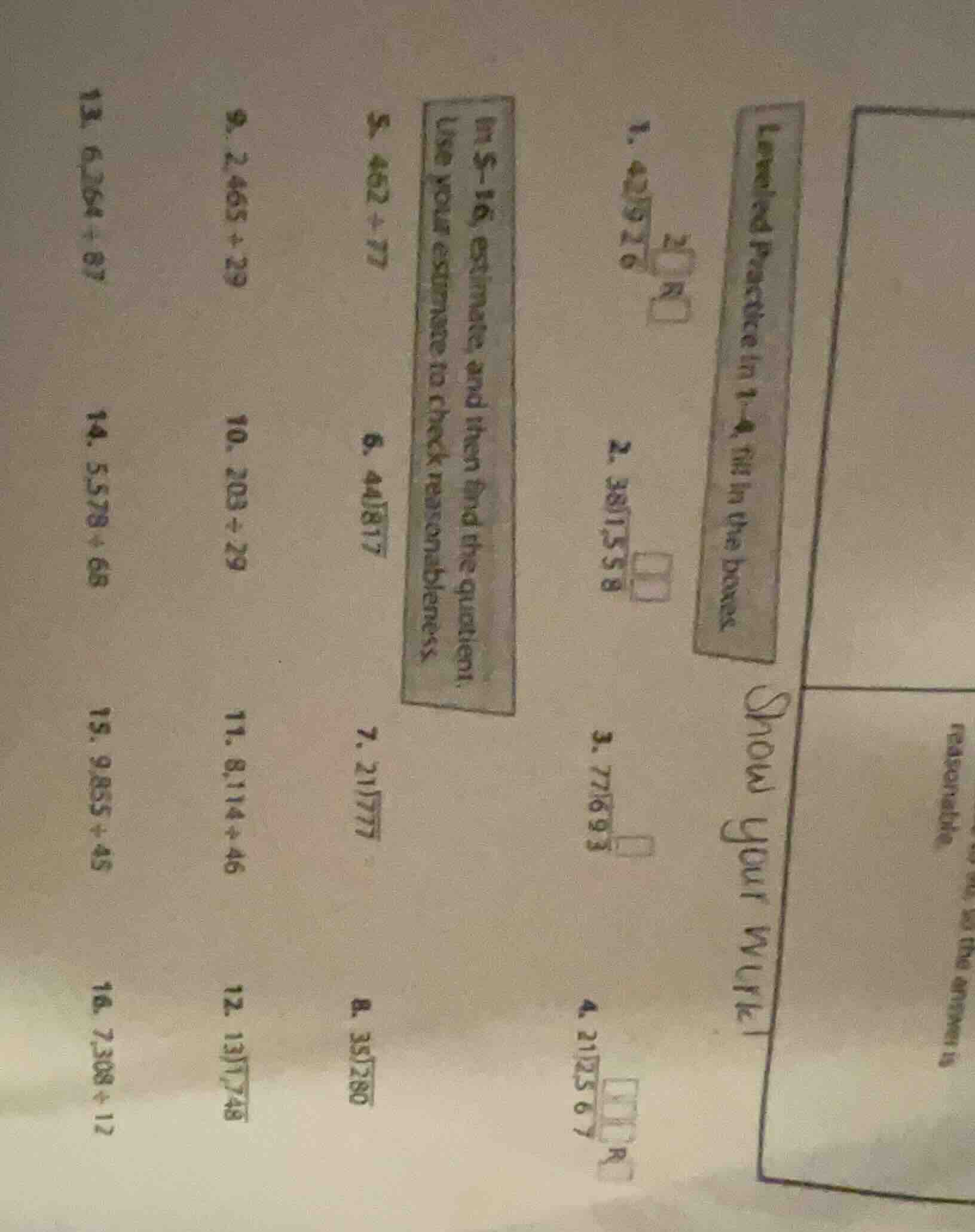 leveled practice in 1–4, fill in the boxes. 1. \\( \\overline{42\\vert …