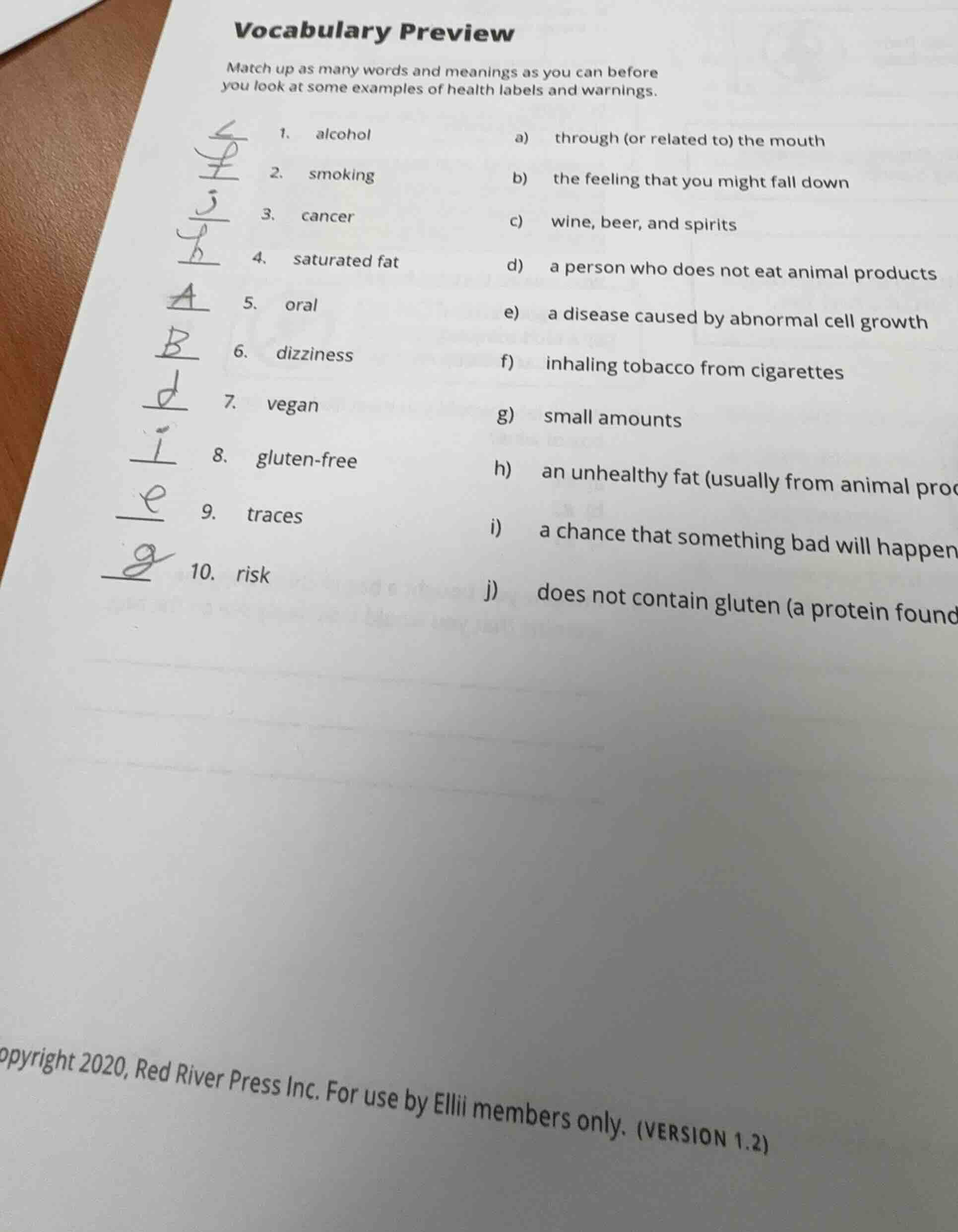 vocabulary preview match up as many words and meanings as you can befor…