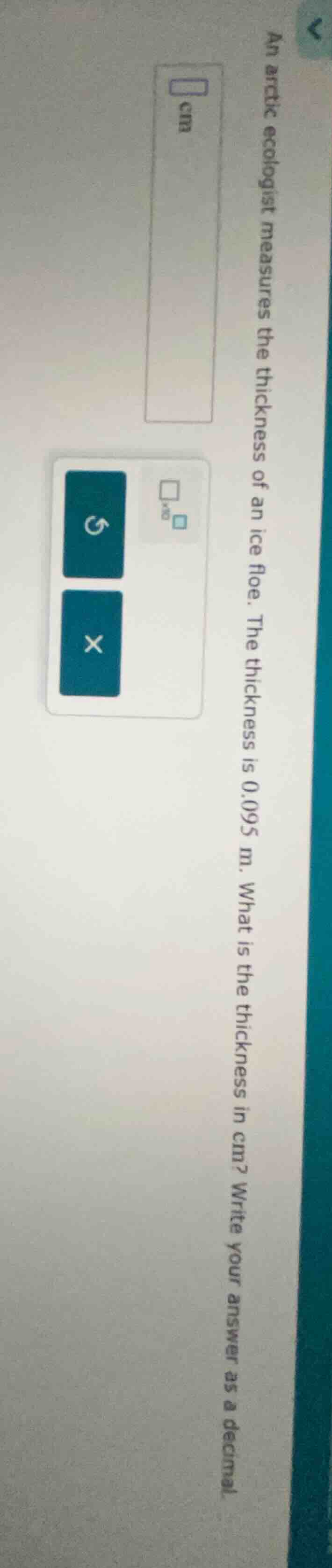 an arctic ecologist measures the thickness of an ice floe. the thicknes…