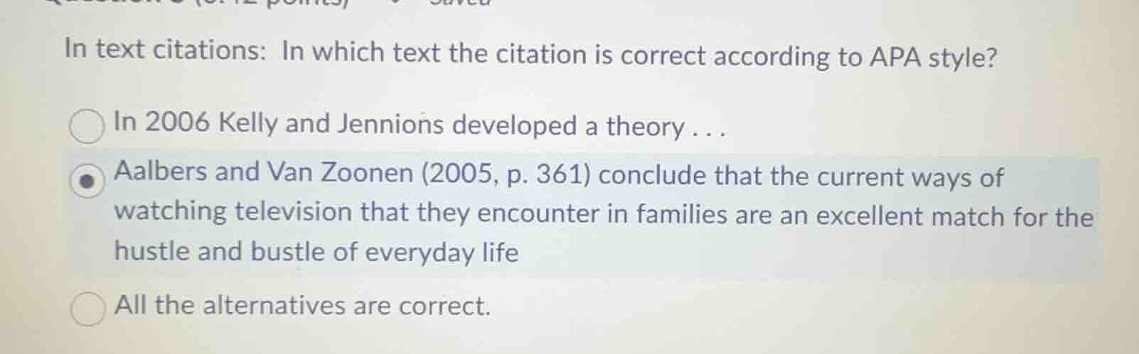 in text citations: in which text the citation is correct according to a…