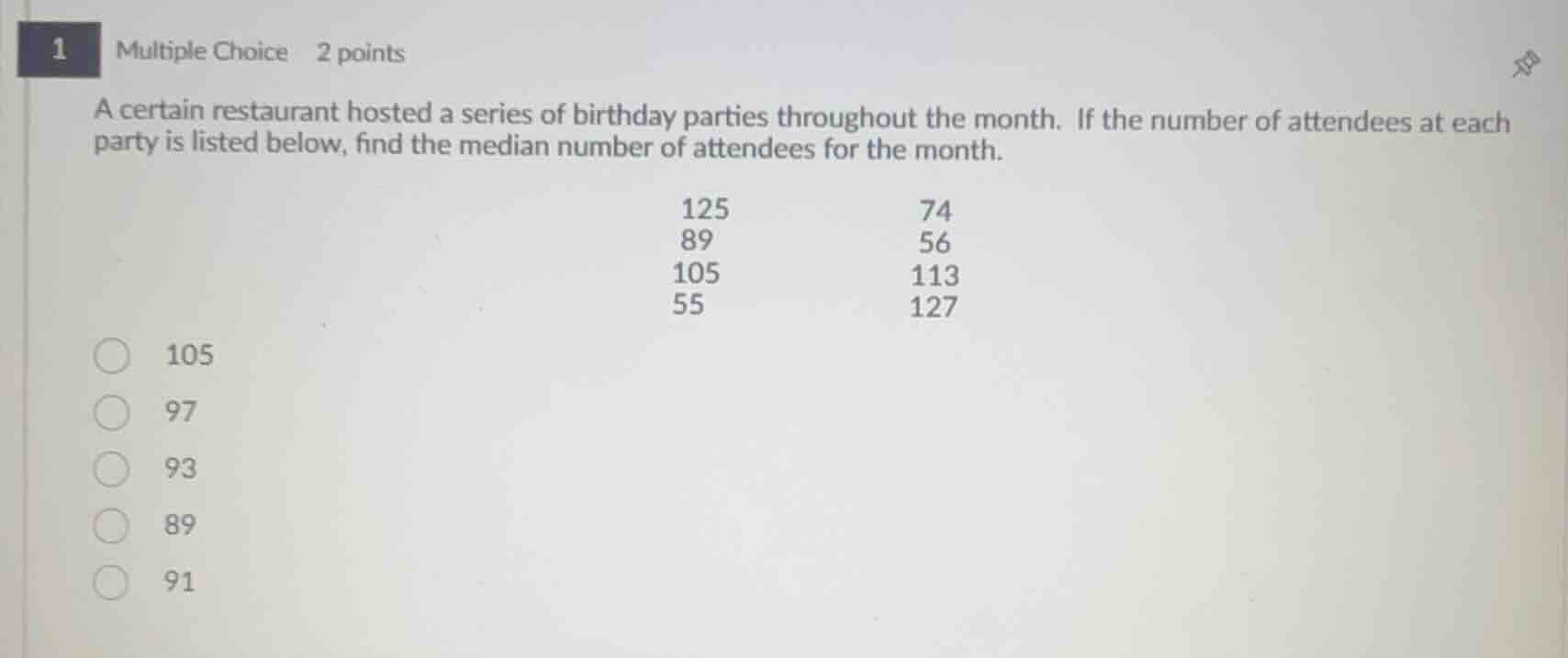 1 multiple choice 2 points a certain restaurant hosted a series of birt…