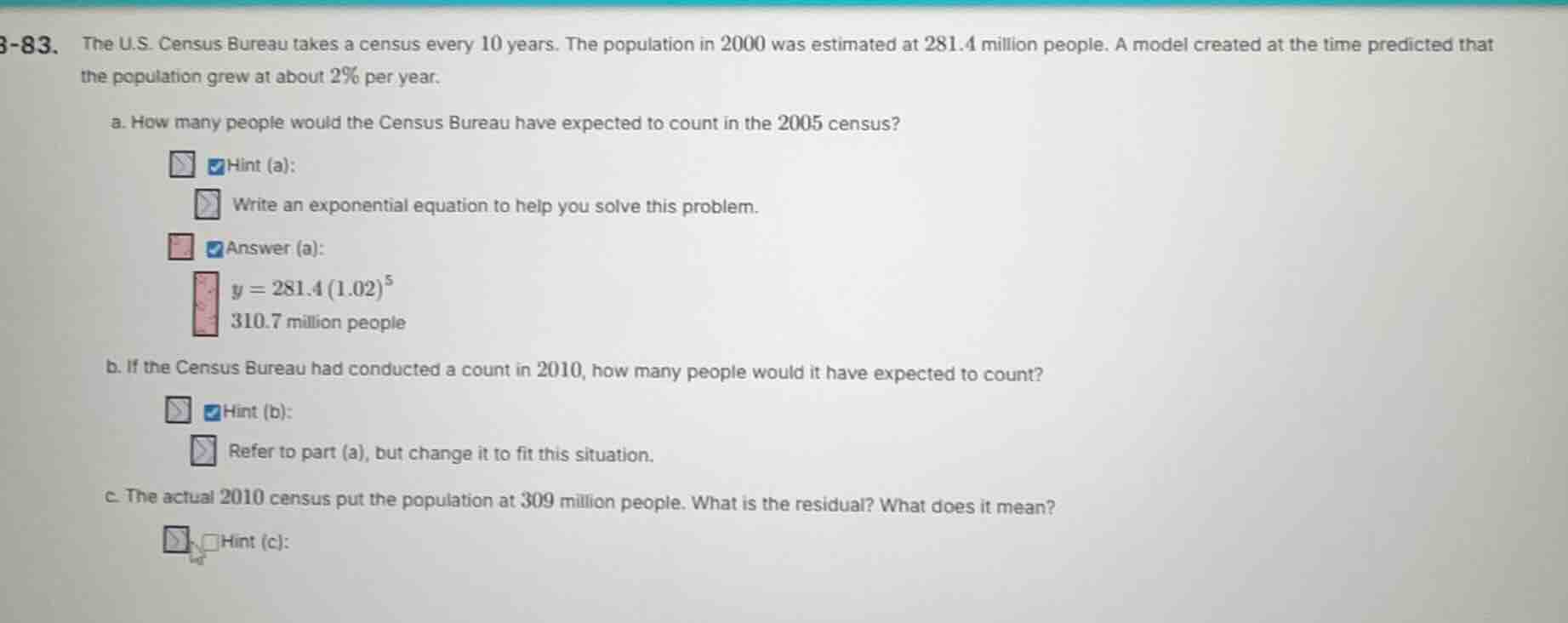 8 - 83. the u.s. census bureau takes a census every 10 years. the popul…