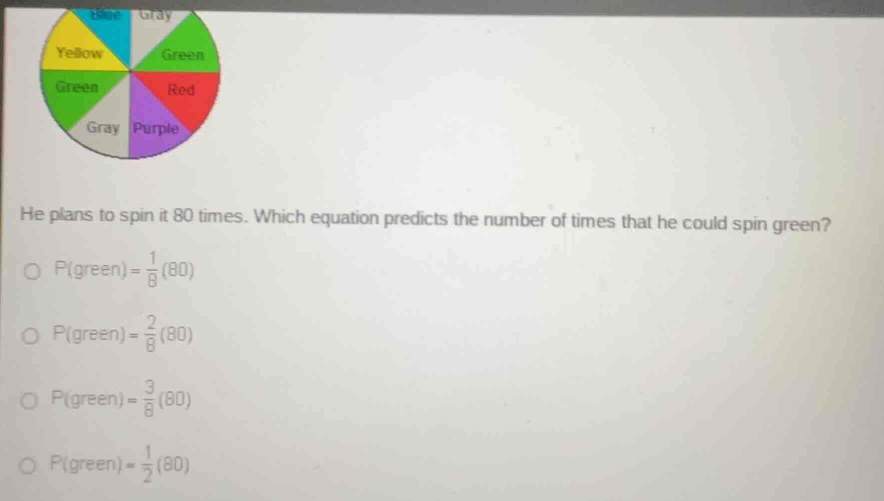 he plans to spin it 80 times. which equation predicts the number of tim…
