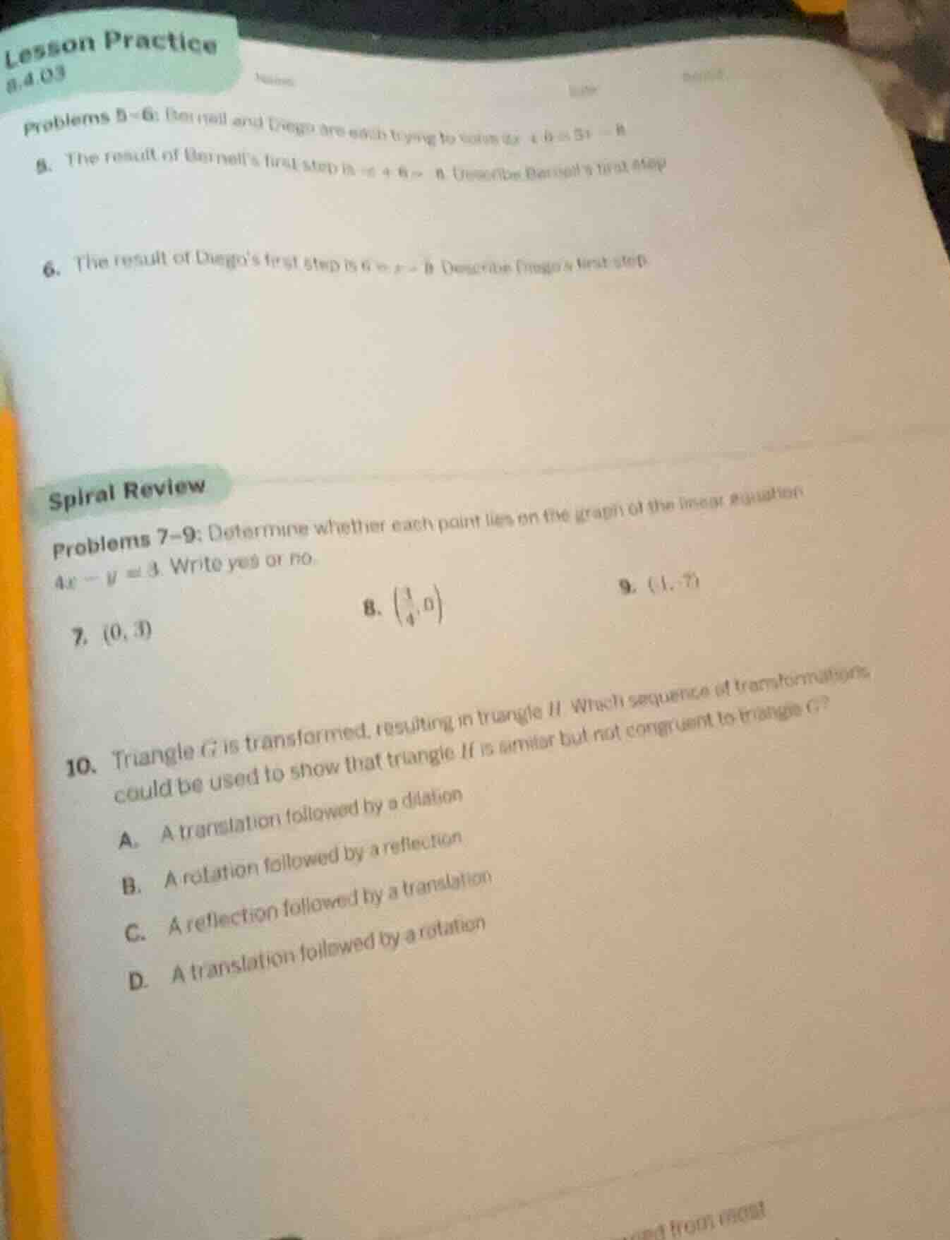 lesson practice 8.4.03 problems 5–6: barneil and diego are each trying …