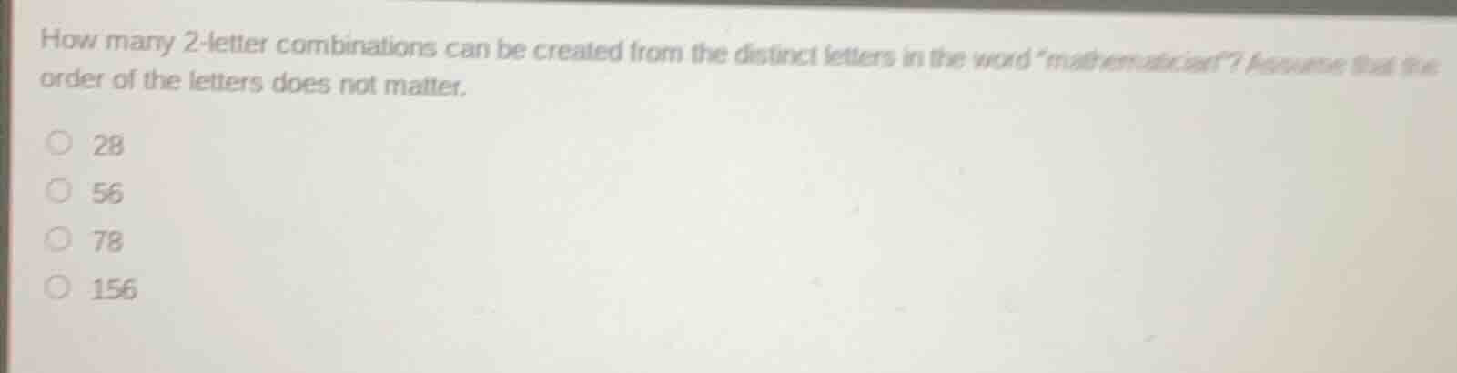 how many 2-letter combinations can be created from the distinct letters…