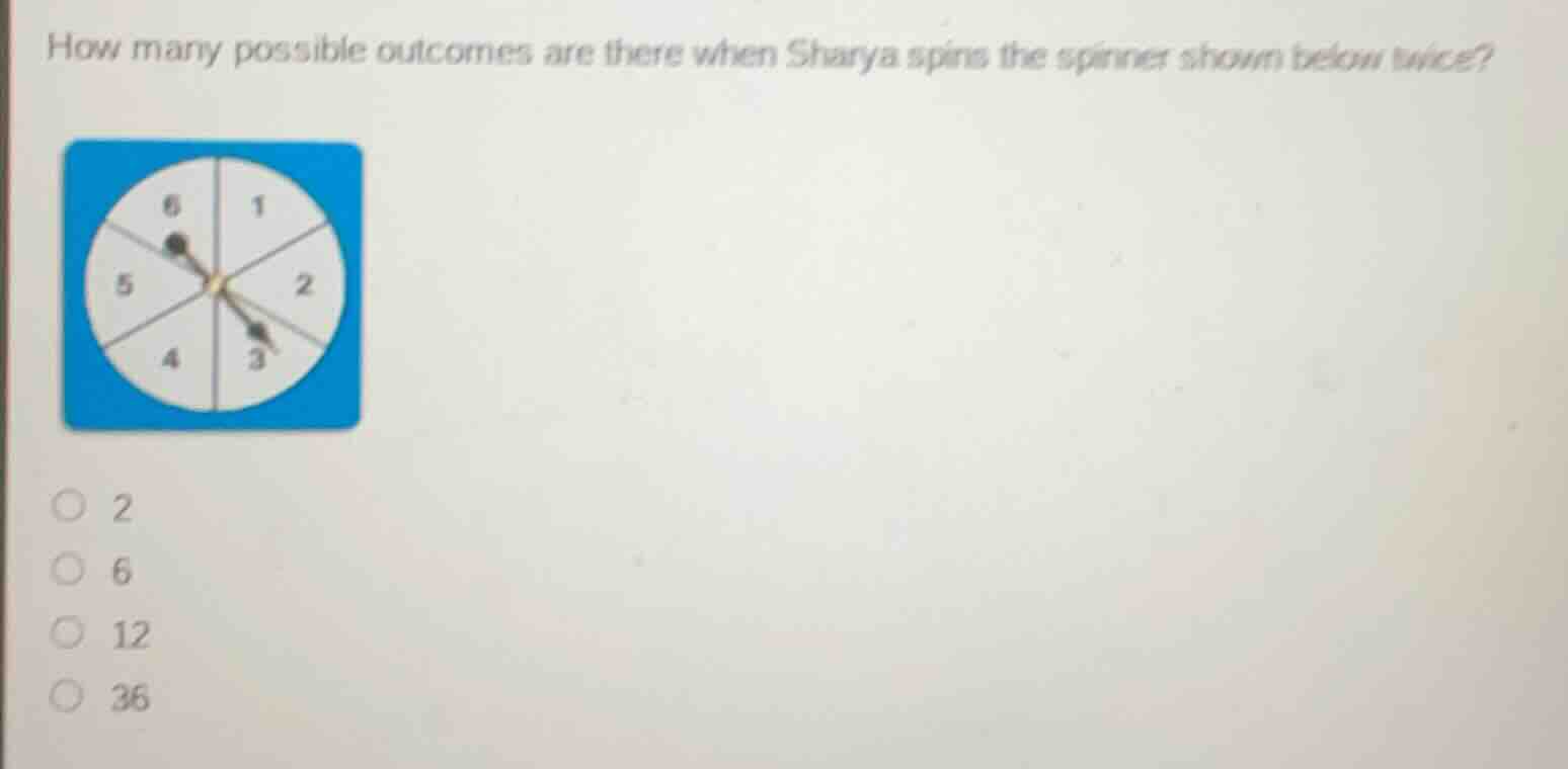 how many possible outcomes are there when shanya spins the spinner show…