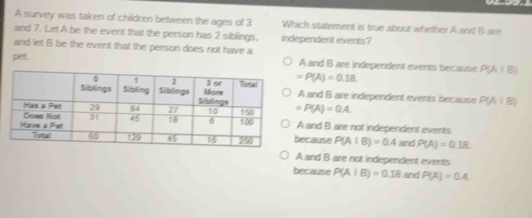 a survey was taken of children between the ages of 3 and 7. let a be th…